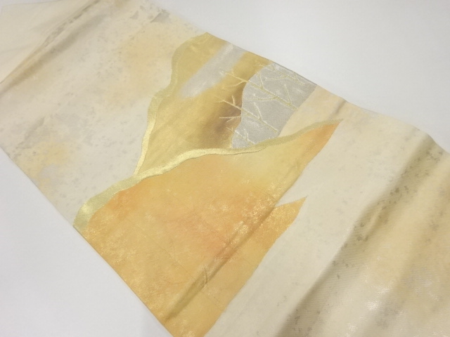 リサイクル　山並みに樹木模様織出し名古屋帯